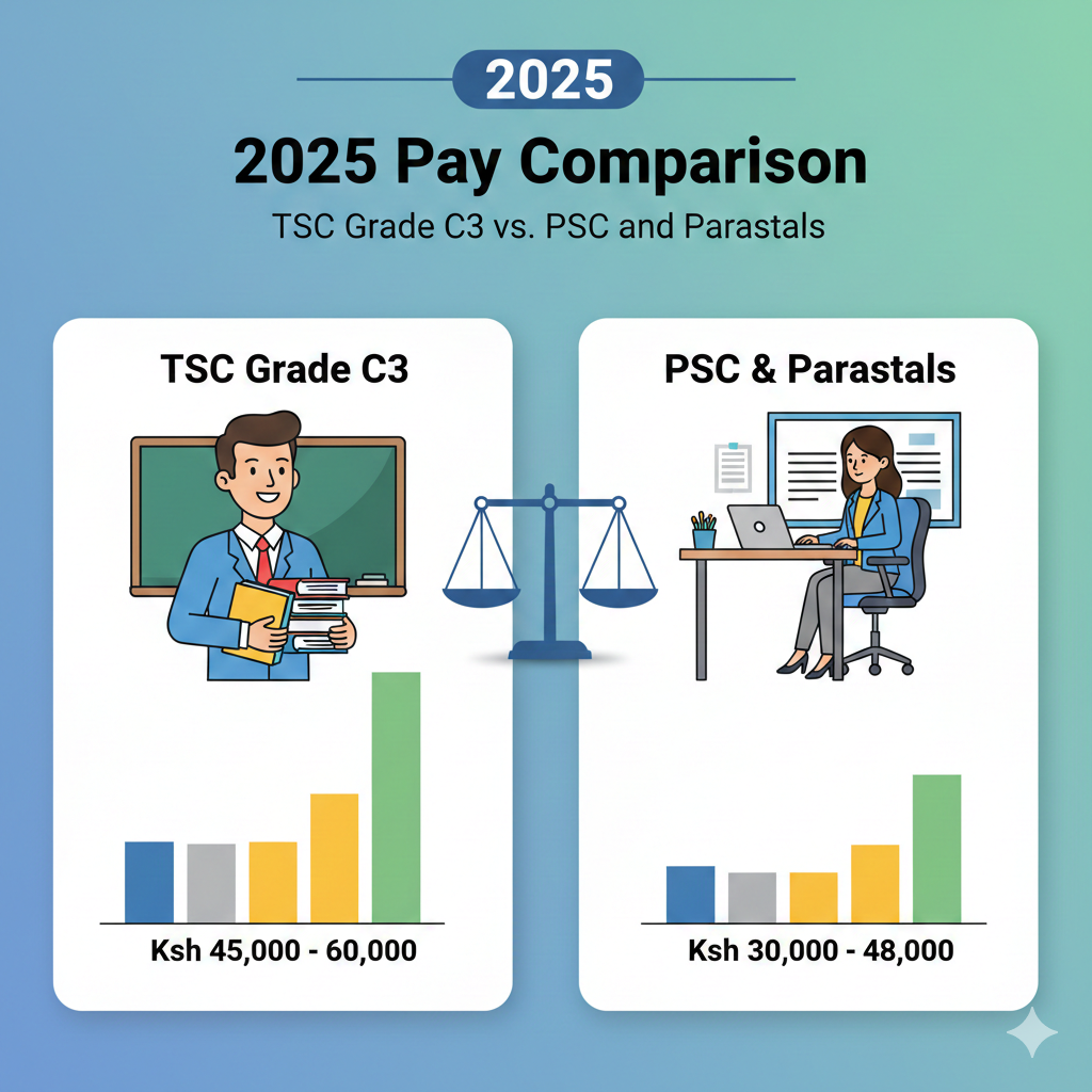 2025 Pay Comparison: TSC Grade C3 vs. PSC and Parastatals